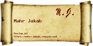 Mahr Jakab névjegykártya